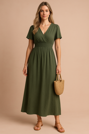 Heather | Long Boho Dress with V-Neck 0