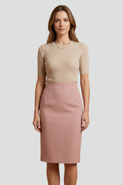 High Waist Midi Skirt with Back Slit for Women - Elegant and Fitted Design 2
