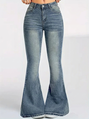 High Waist Women's Flare Pants in Classic Faded Wash for Effortless Retro Style 3