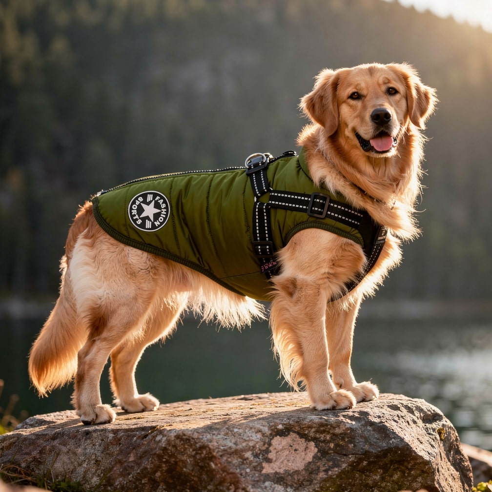 Hundemantel mit Geschirr  | Gepolstert & Reflektierend | Warme Jacke | SnugHound 0