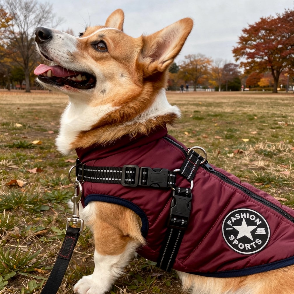 Hundemantel mit Geschirr  | Gepolstert & Reflektierend | Warme Jacke | SnugHound 8