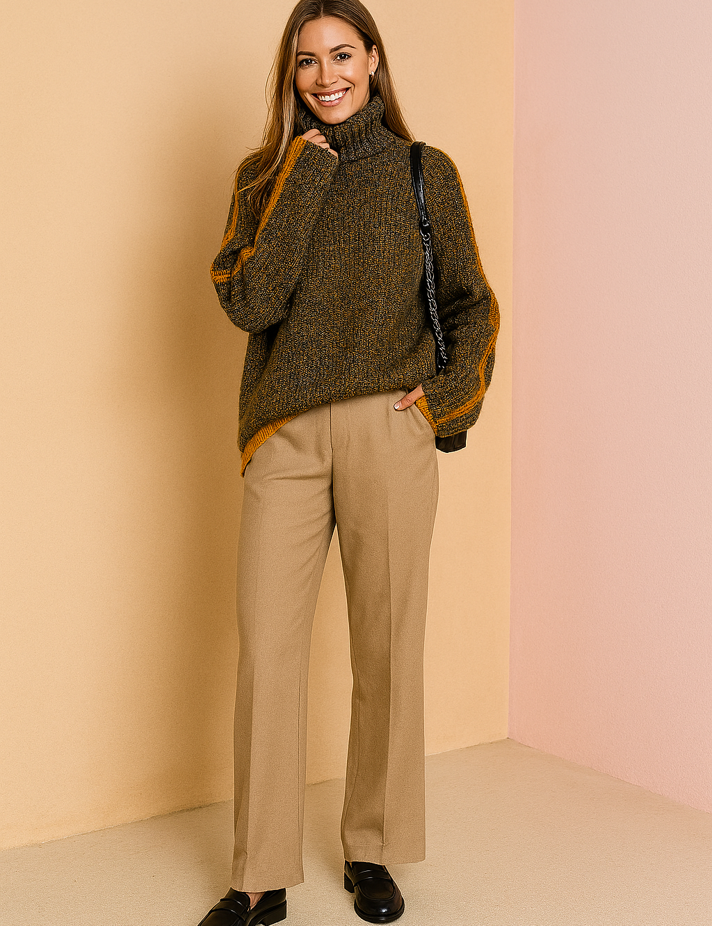 Iga | Turtleneck sweater with contrasting stripe 0