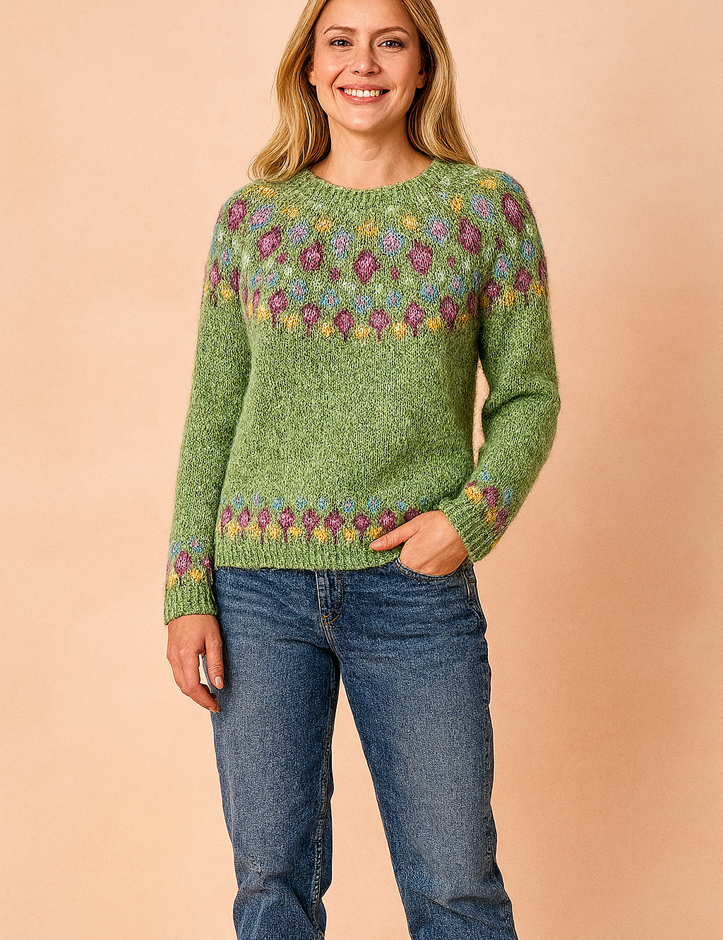 Izabela | Sweater with a colorful pattern on the top 0