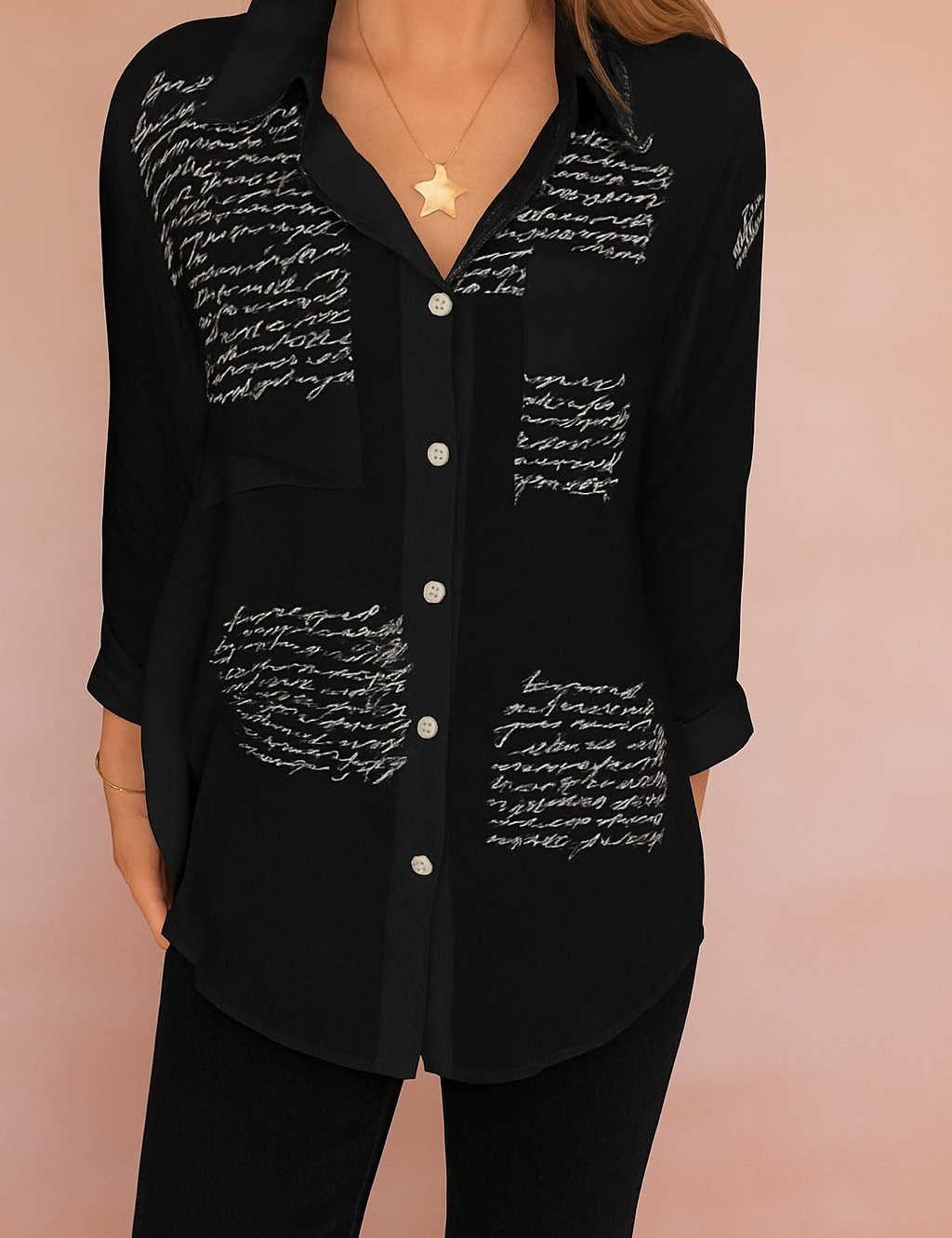 JENA | Shirt blouse with a script print 0