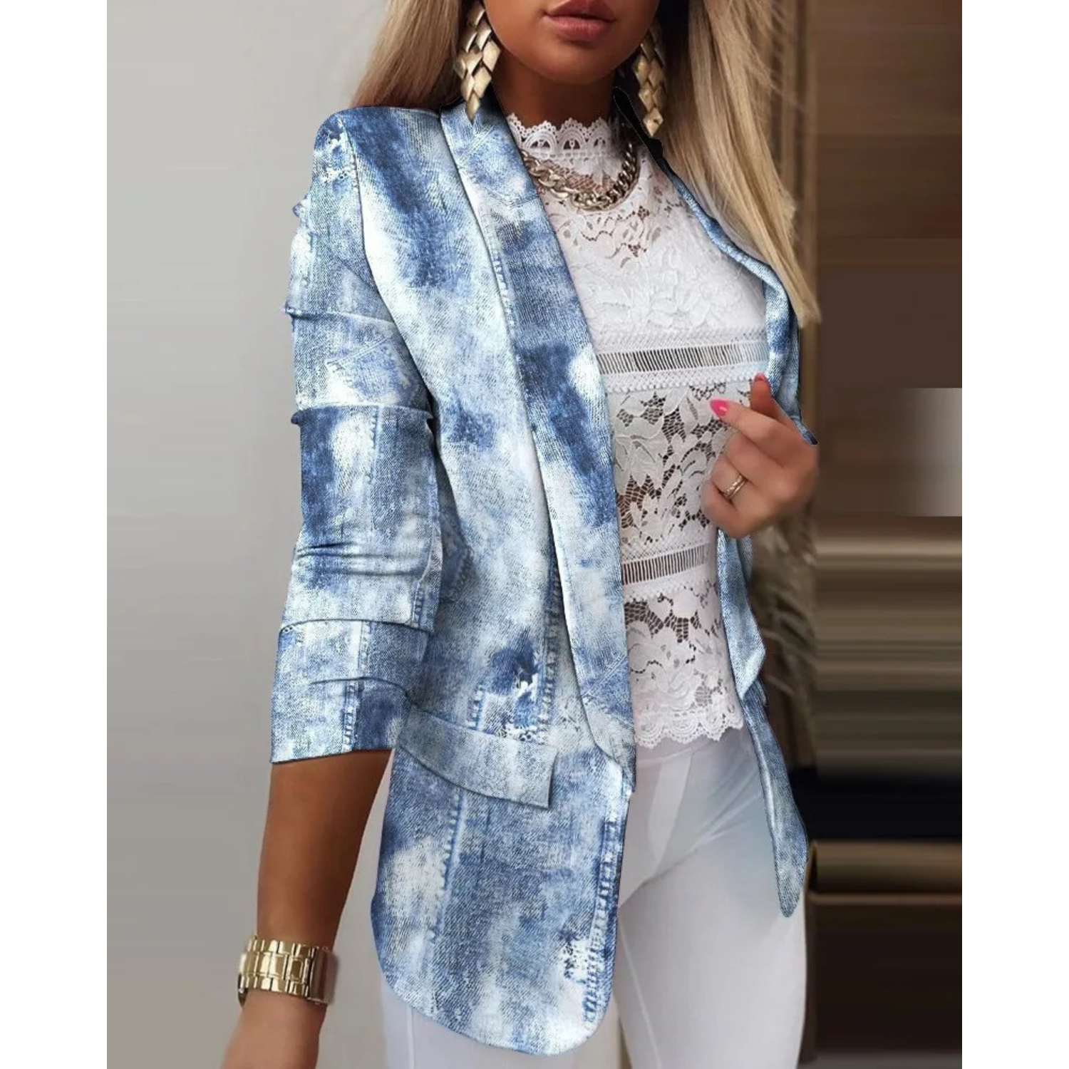 JOVIE | Elegant Printed Shawl Collar Blazer 3