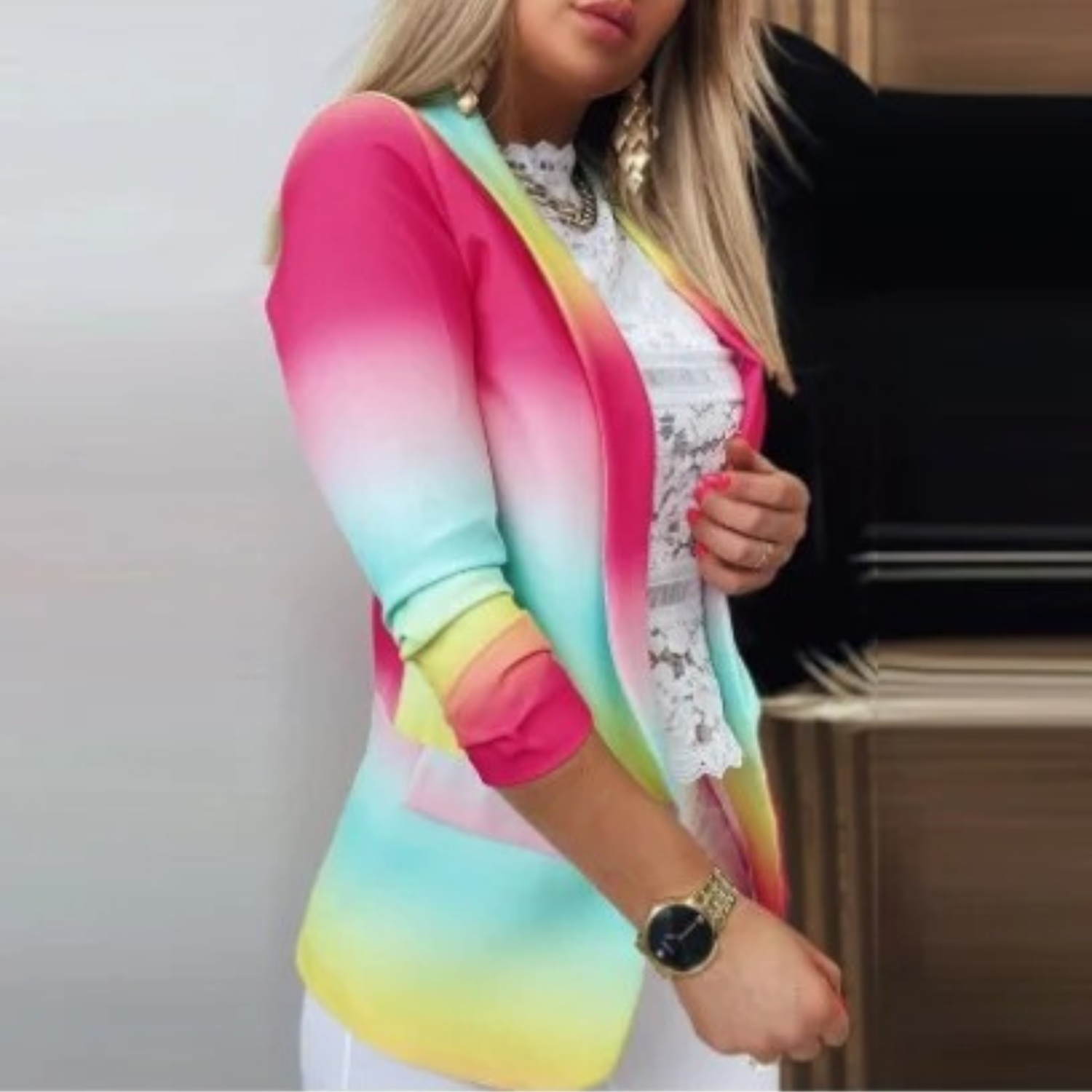 JOVIE | Elegant Printed Shawl Collar Blazer 6