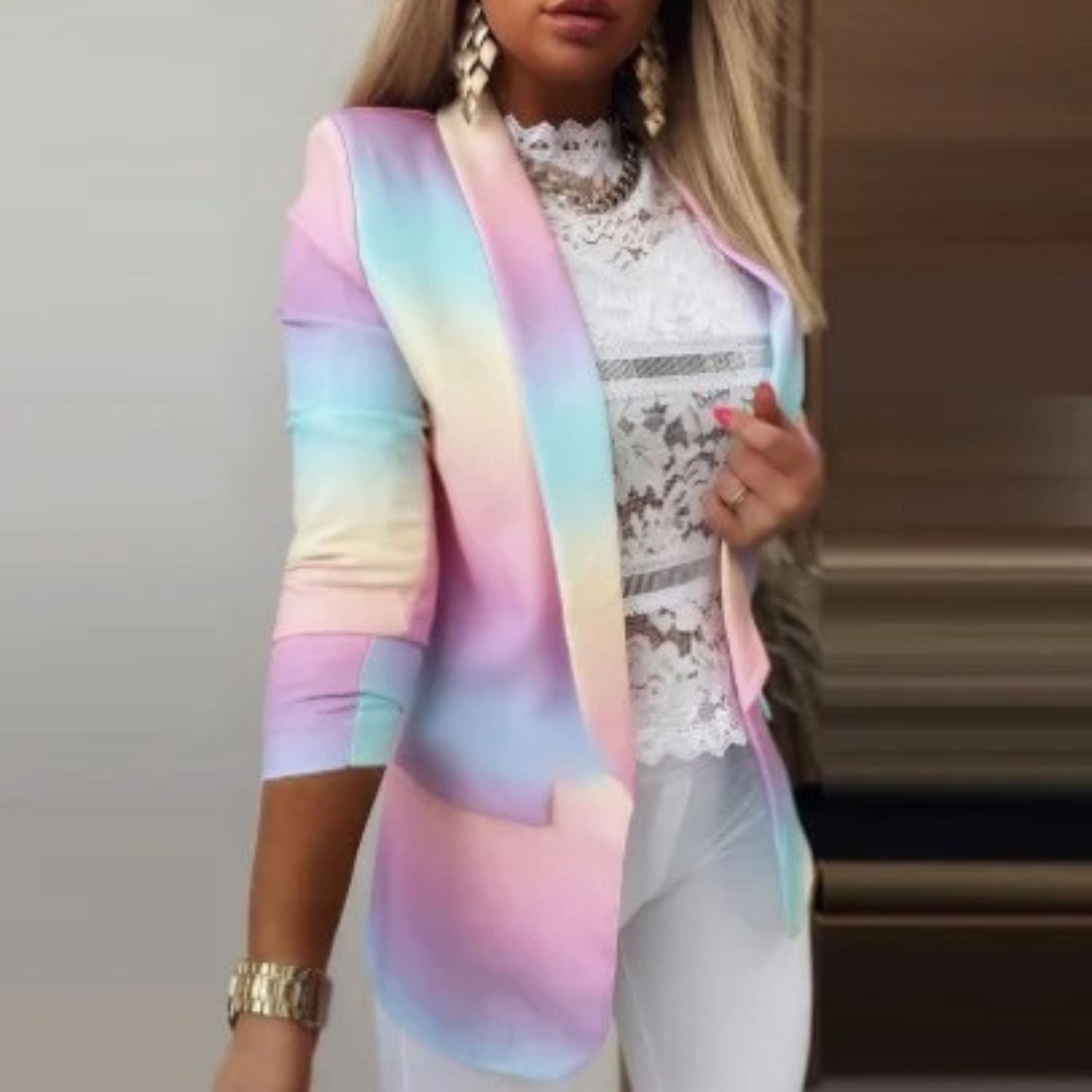 JOVIE | Elegant Printed Shawl Collar Blazer 8