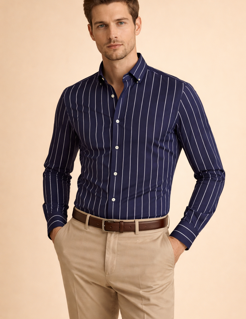 Jared | Modern men's fitted top with vertical stripes 2