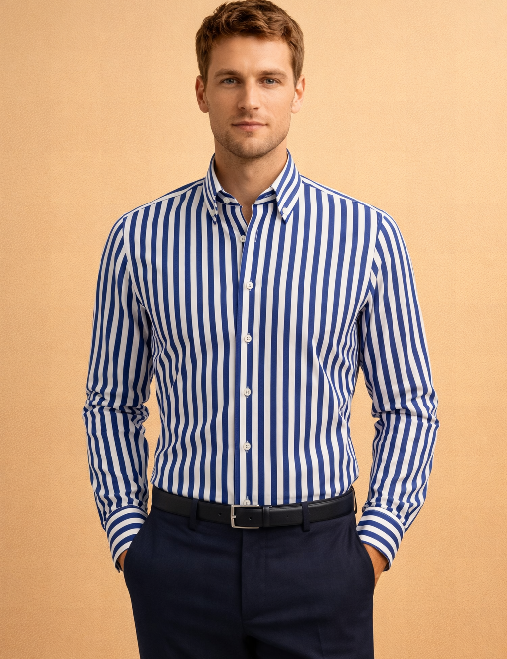 Jared | Modern men's fitted top with vertical stripes 3