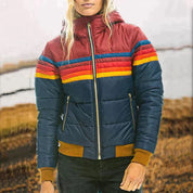 Karina | Fashionable retro winter jacket for women with a striped pattern 1