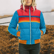 Karina | Fashionable retro winter jacket for women with a striped pattern 2