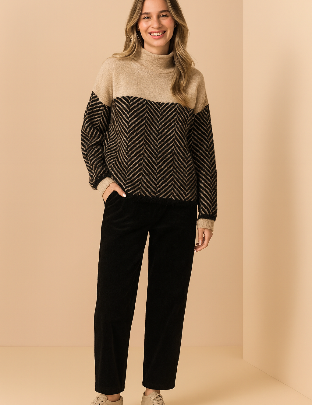 Klara | Geometric panel sweater 0