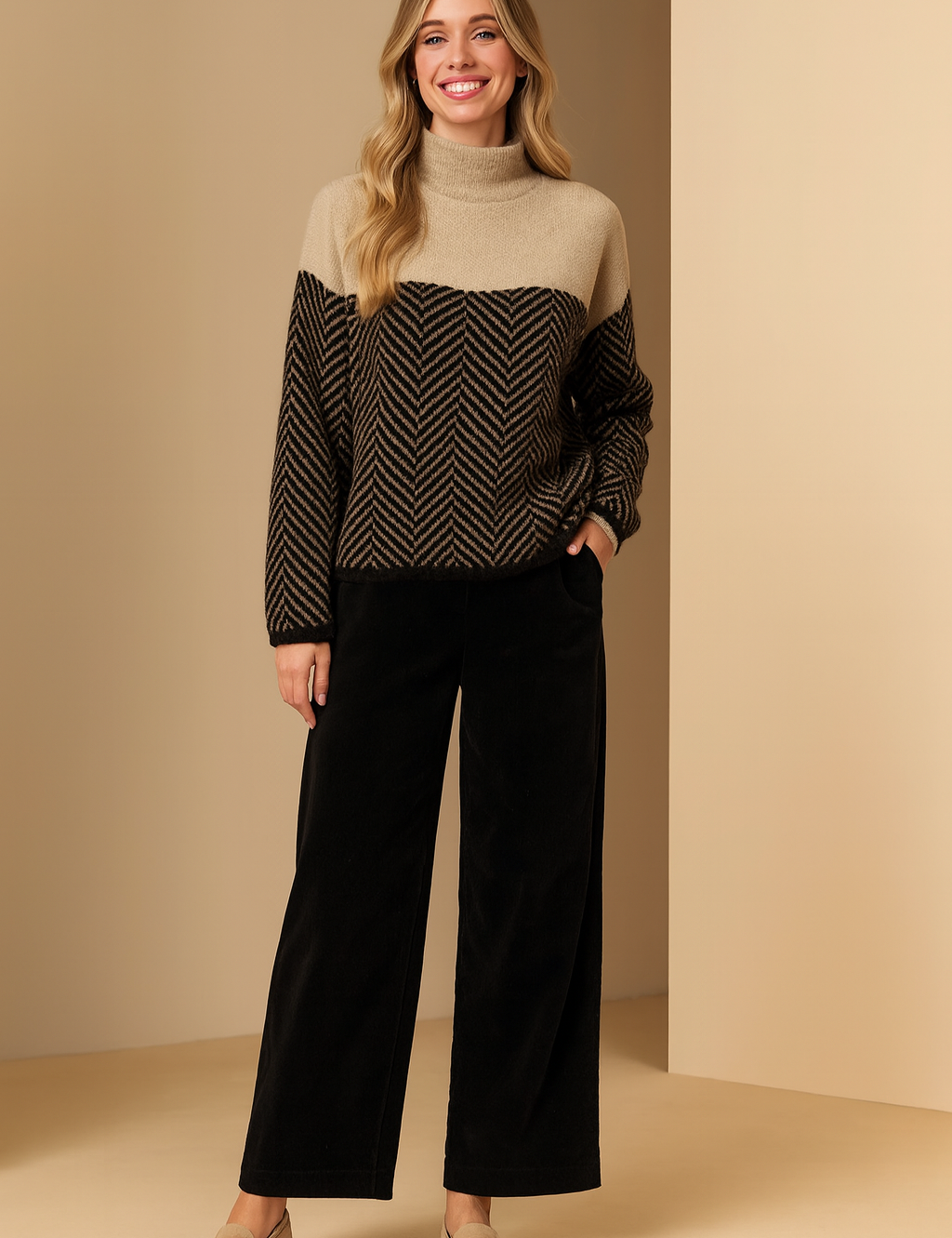 Klara | Geometric panel sweater 1