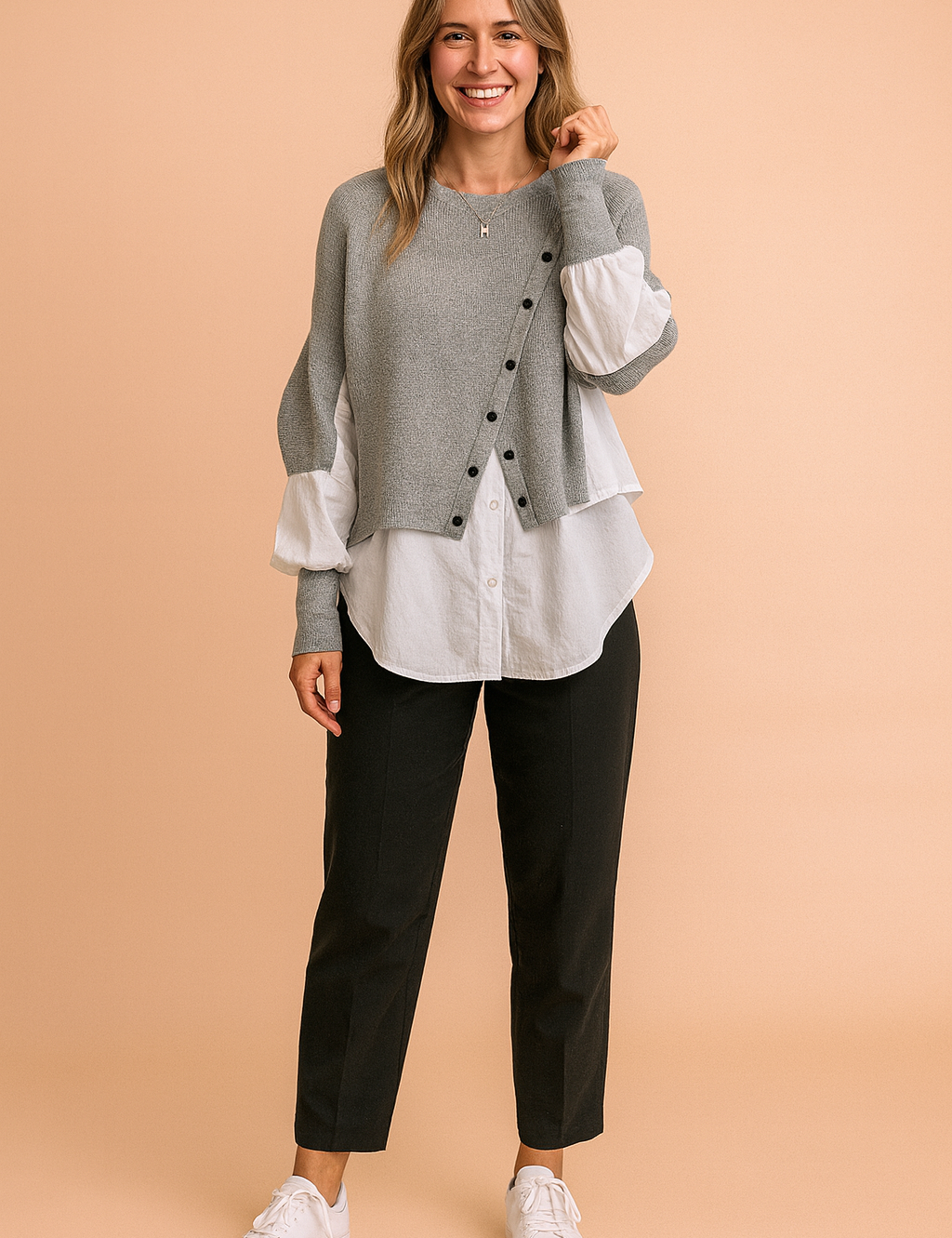 Klaudia | Fashionable layered sweater with a shirt effect 1