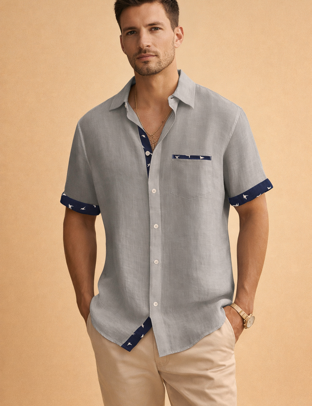 Krzysztof | Men's short-sleeved T-shirt with contrasting details 0