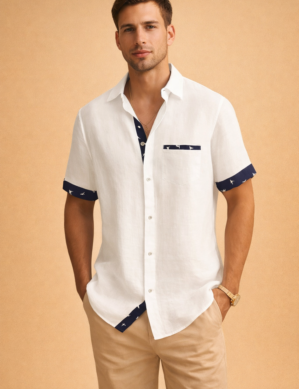 Krzysztof | Men's short-sleeved T-shirt with contrasting details 1