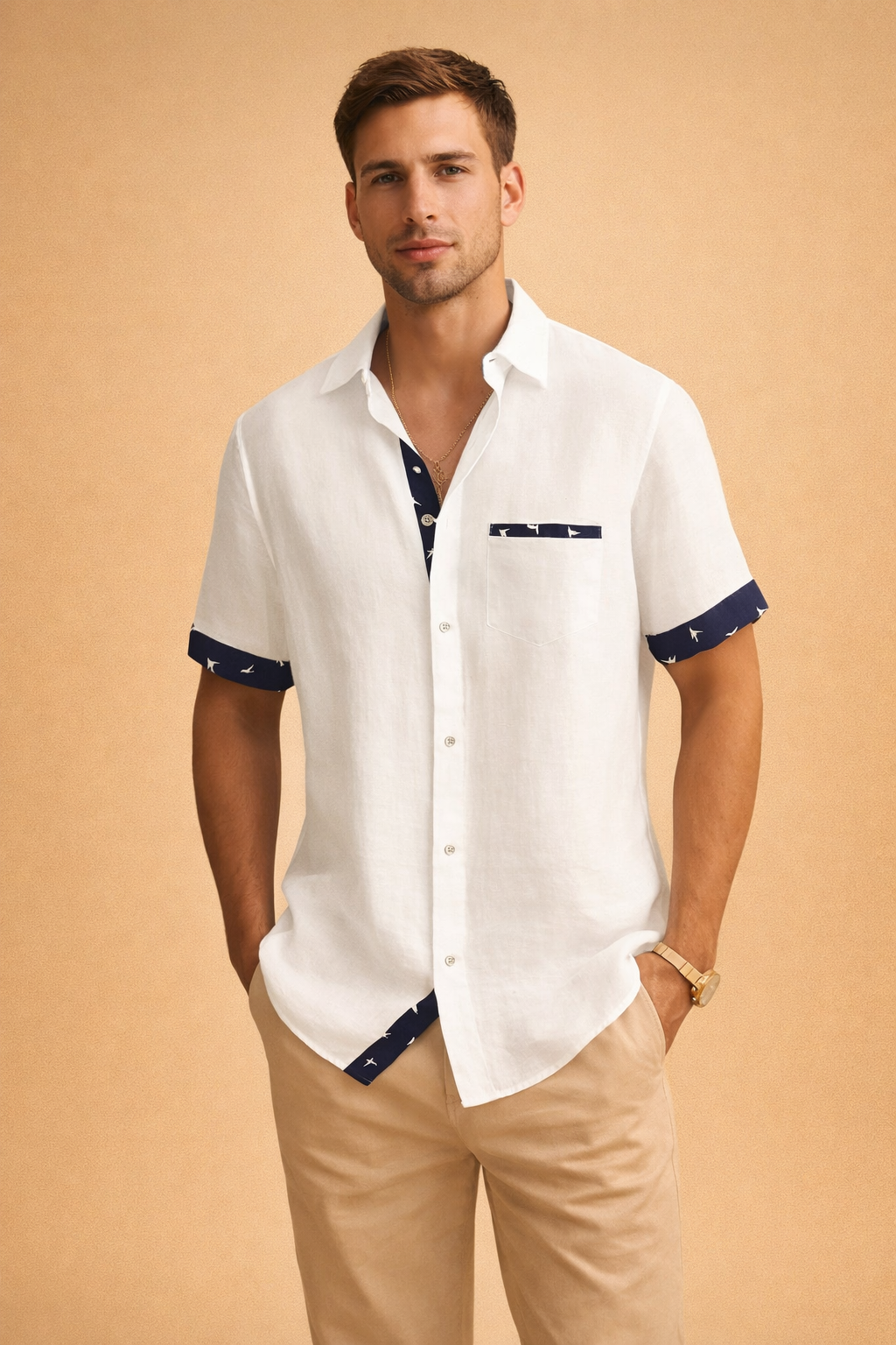 Krzysztof | Men's short-sleeved T-shirt with contrasting details 1