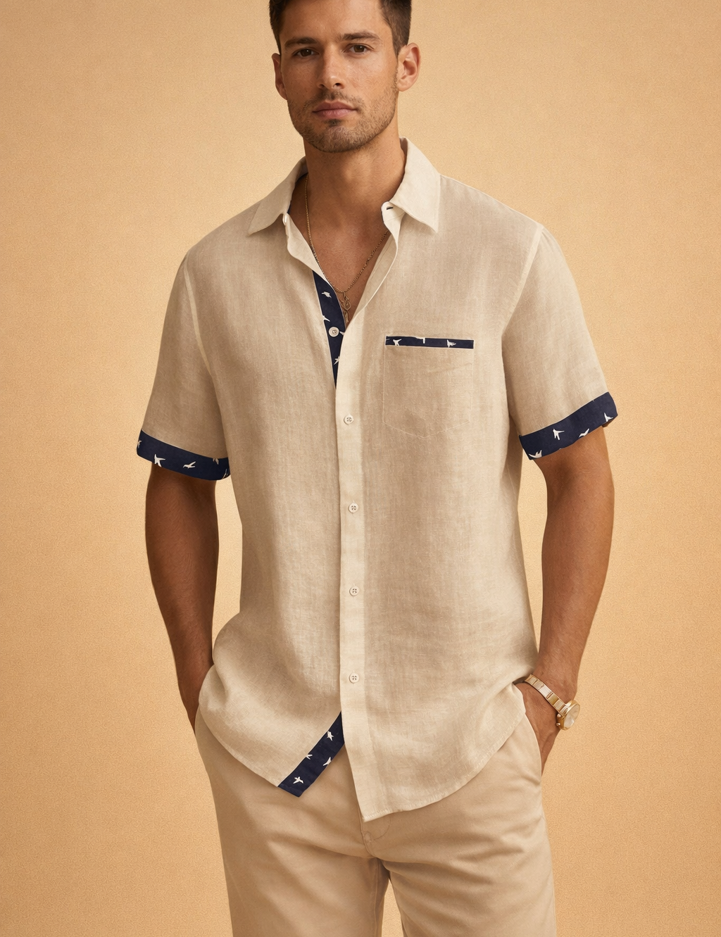 Krzysztof | Men's short-sleeved T-shirt with contrasting details 2
