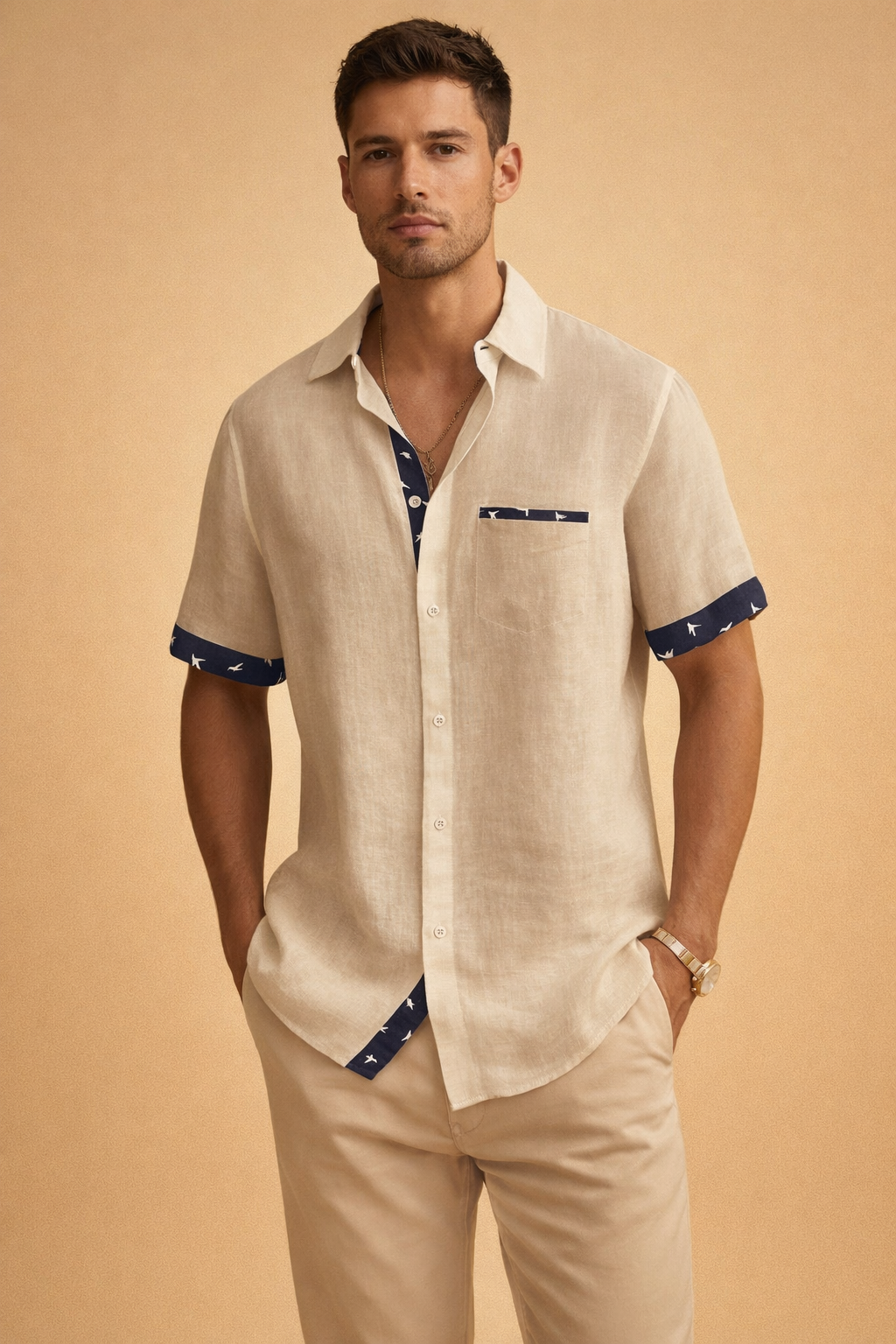 Krzysztof | Men's short-sleeved T-shirt with contrasting details 2