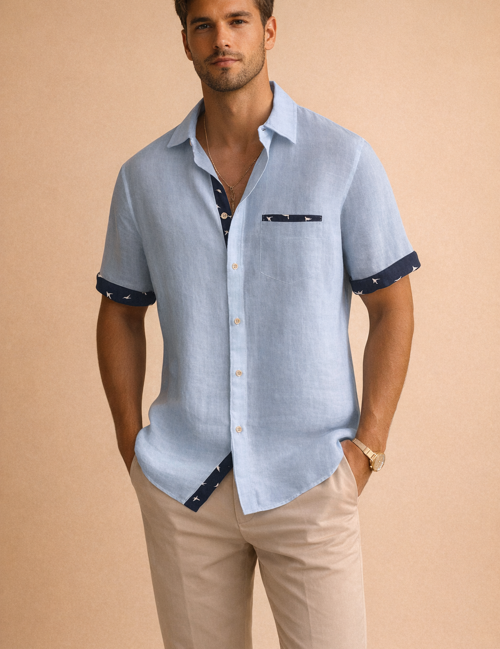 Krzysztof | Men's short-sleeved T-shirt with contrasting details 3
