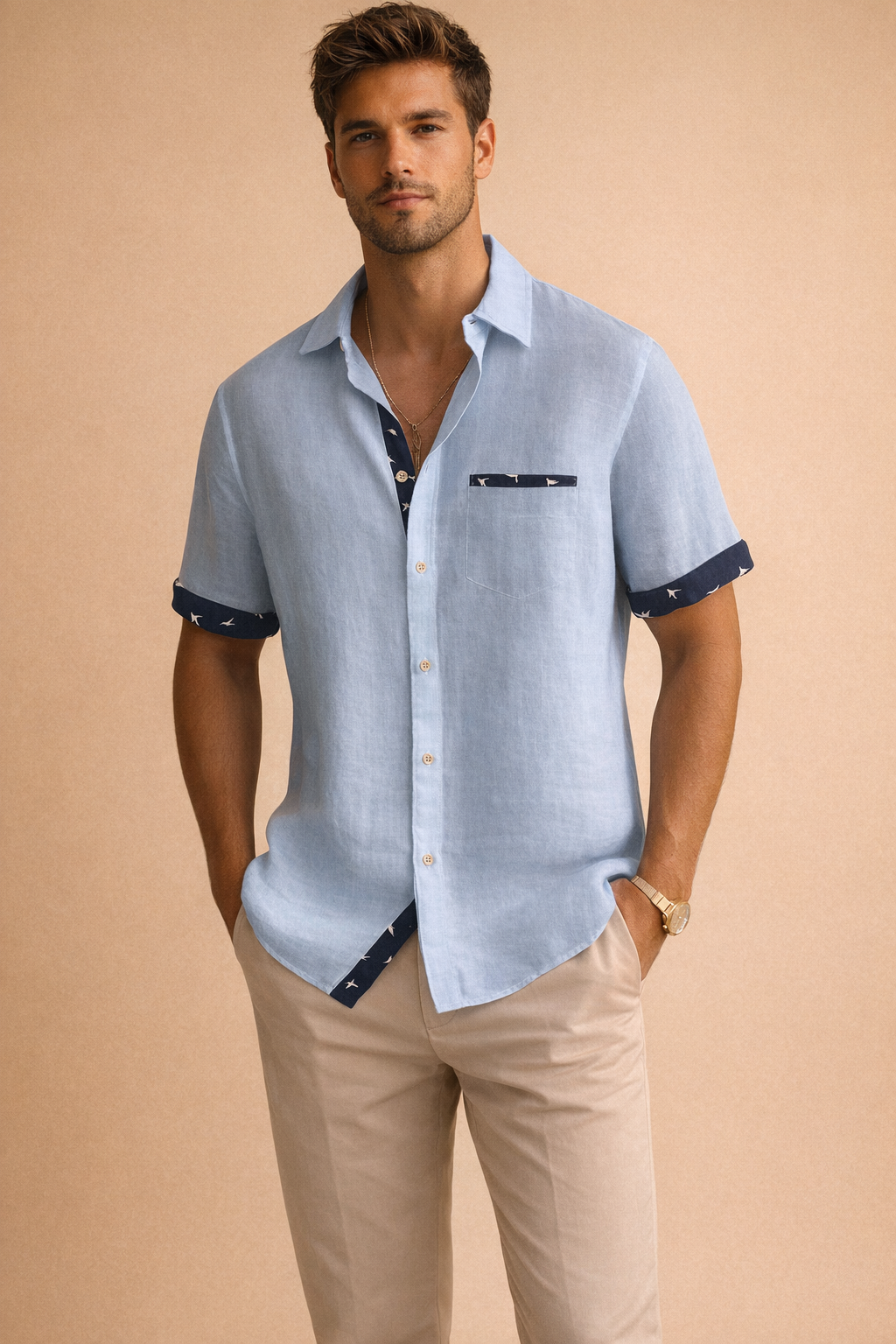 Krzysztof | Men's short-sleeved T-shirt with contrasting details 3