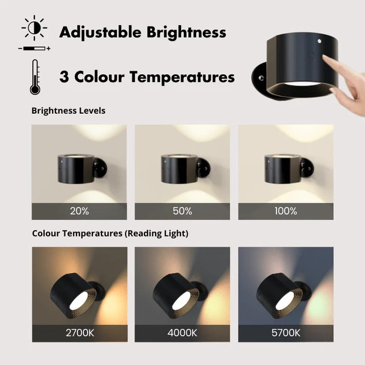 LED Rechargeable Wall Light with 360° Magnetic Rotation, Adjustable Brightness, and 3 Color Temperatures – Portable Illumination Solution 4