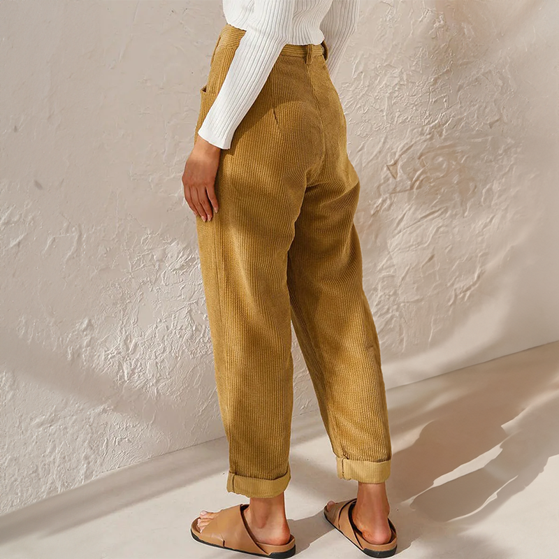 LISETTE | Casual ribbed trousers with elasticated waistband 1