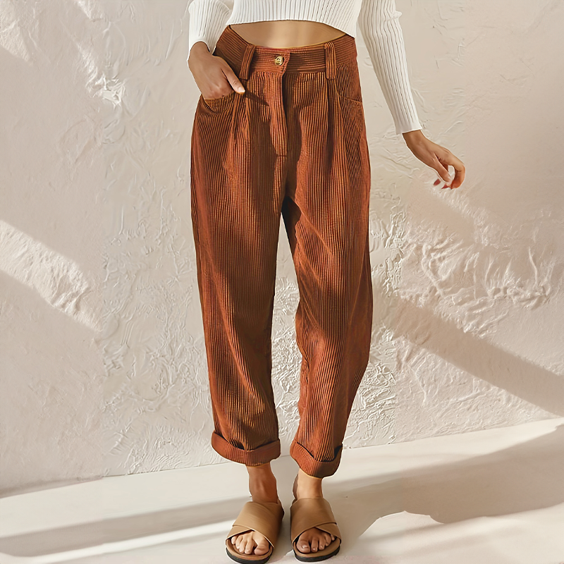 LISETTE | Casual ribbed trousers with elasticated waistband 2