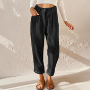 LISETTE | Casual ribbed trousers with elasticated waistband 3