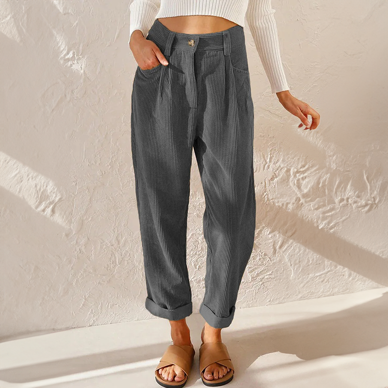LISETTE | Casual ribbed trousers with elasticated waistband 4