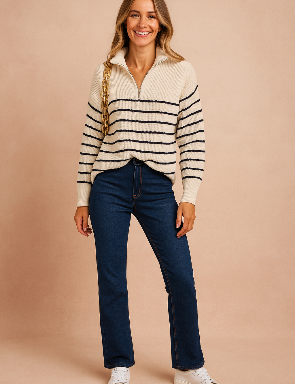 Laura | Striped sweater with a collar 0