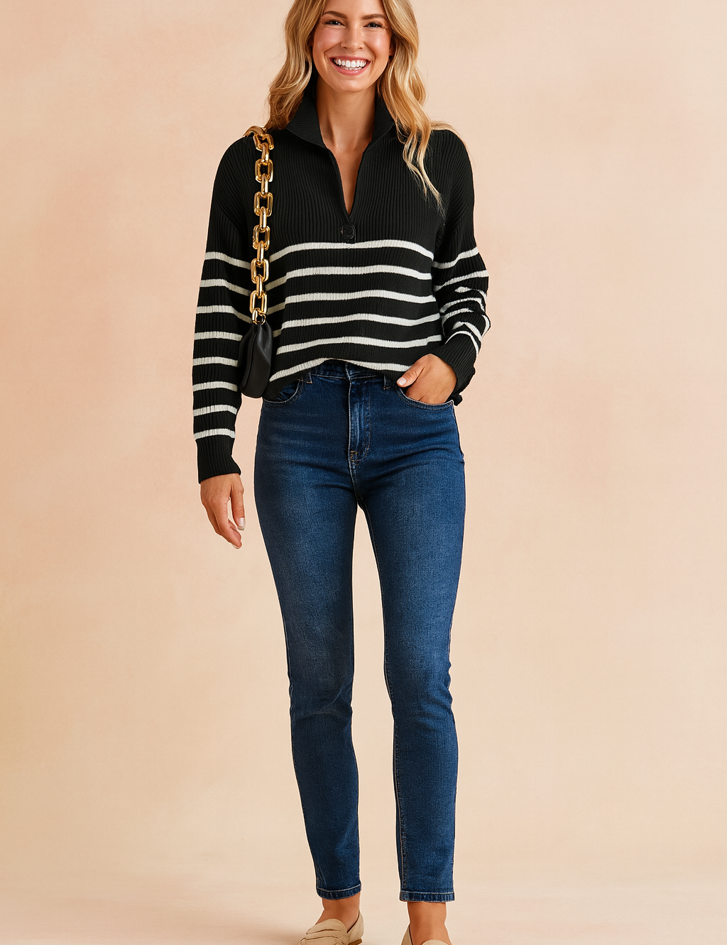 Laura | Striped sweater with a collar 1