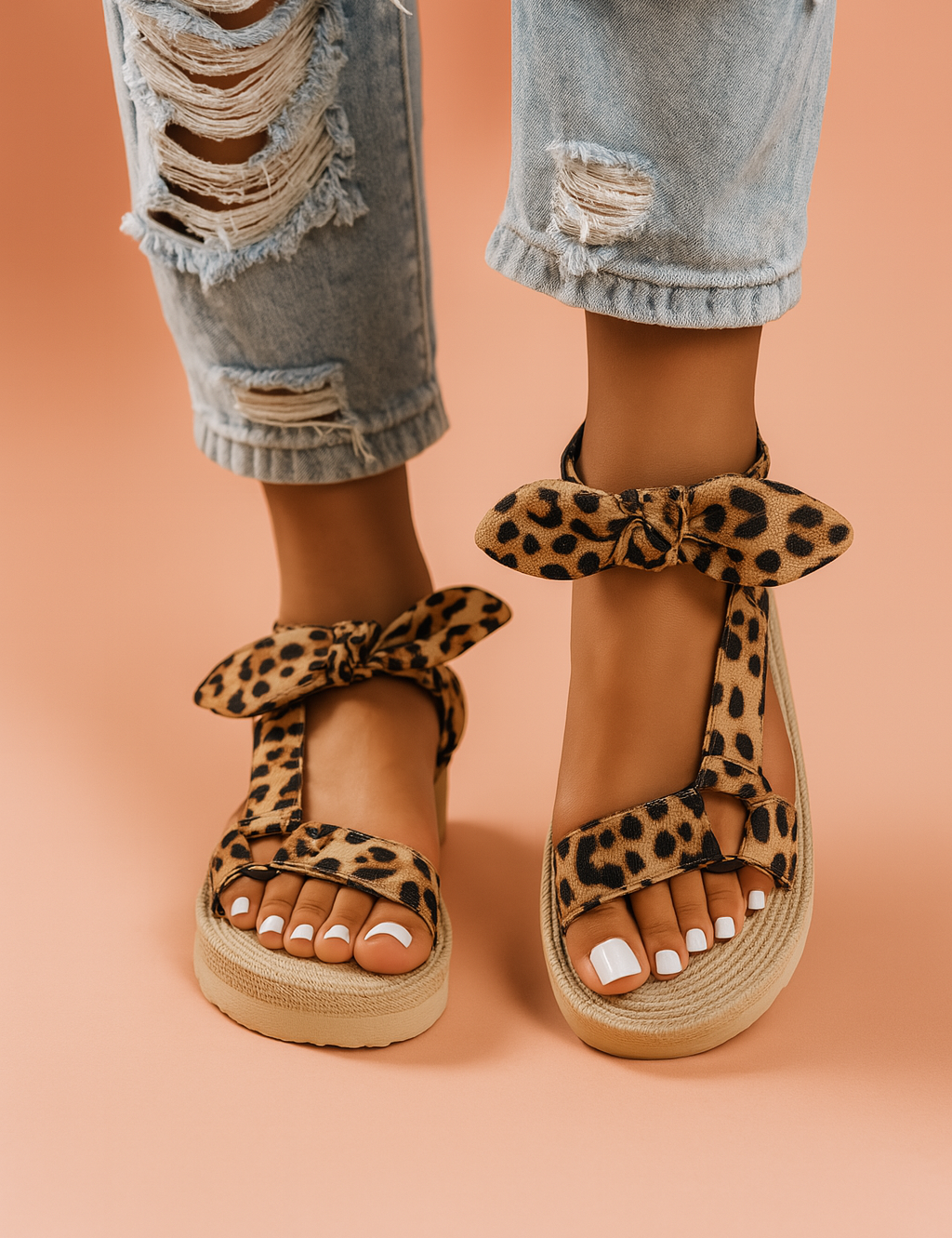 Lena | Leopard print bow sandals 1