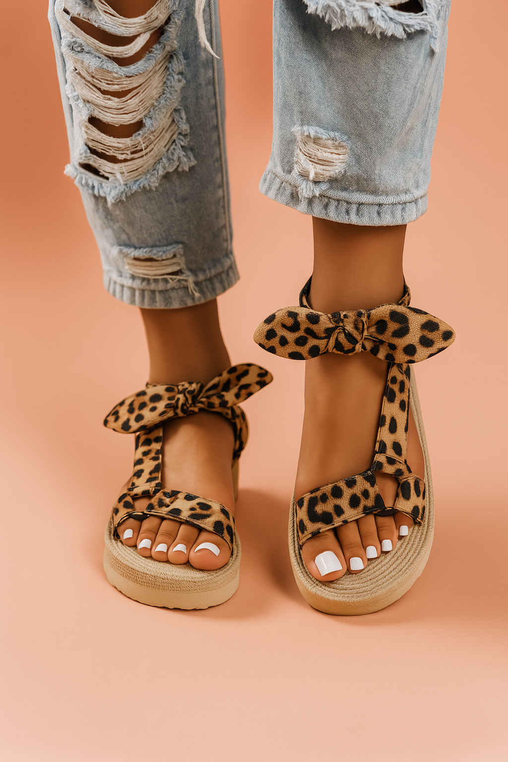 Lena | Leopard print bow sandals 1