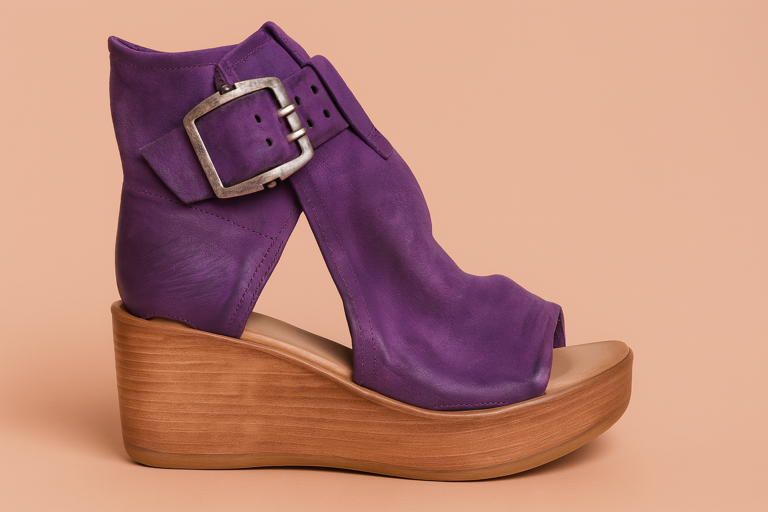 Lena | Wedge sandals with a large buckle 1