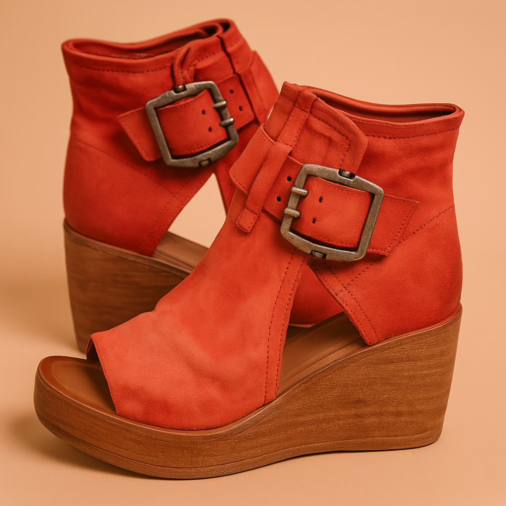 Lena | Wedge sandals with a large buckle 3