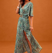 Letizia | Flowy Maxi Dress with Belt and Slit 0