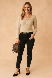 Lexi | Ribbed Button-Down Blouse 0