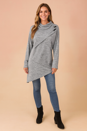 Lidia | Asymmetrical sweater with a decorative clasp 3