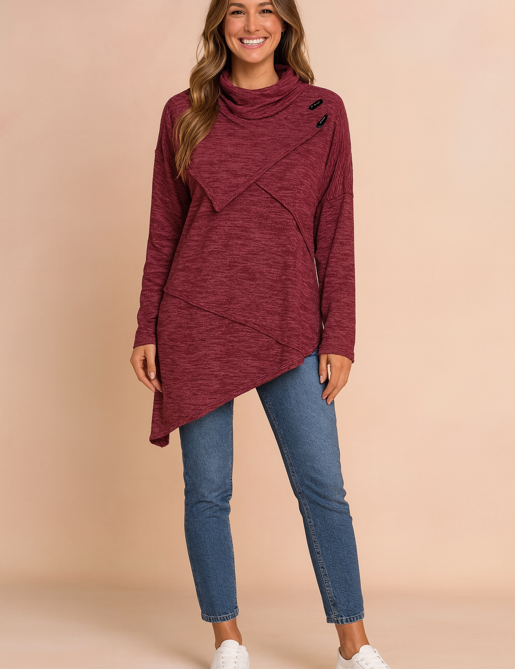 Lidia | Asymmetrical sweater with a decorative clasp 4