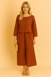 Lily | Airy Linen Set: Blouse and Trousers 1