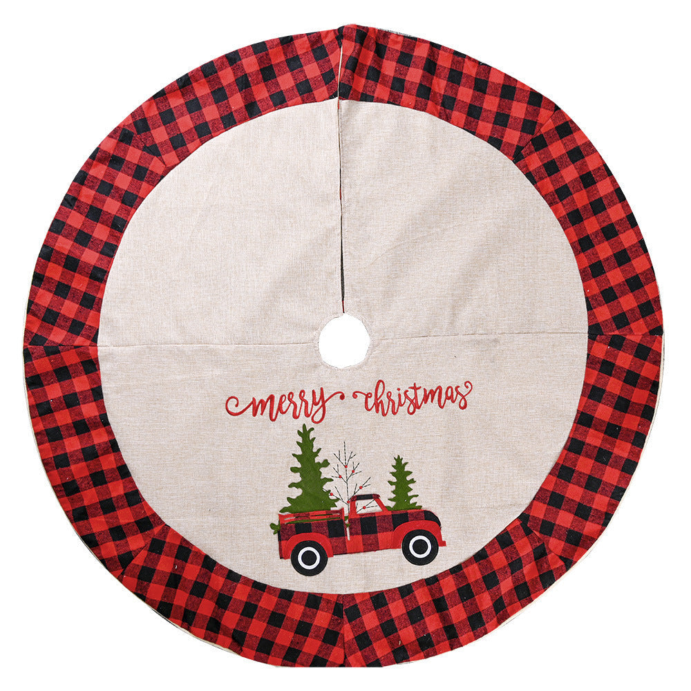 Linen Christmas Tree Skirt Car Christmas Tree 120CM Christmas Decorations Tree 0
