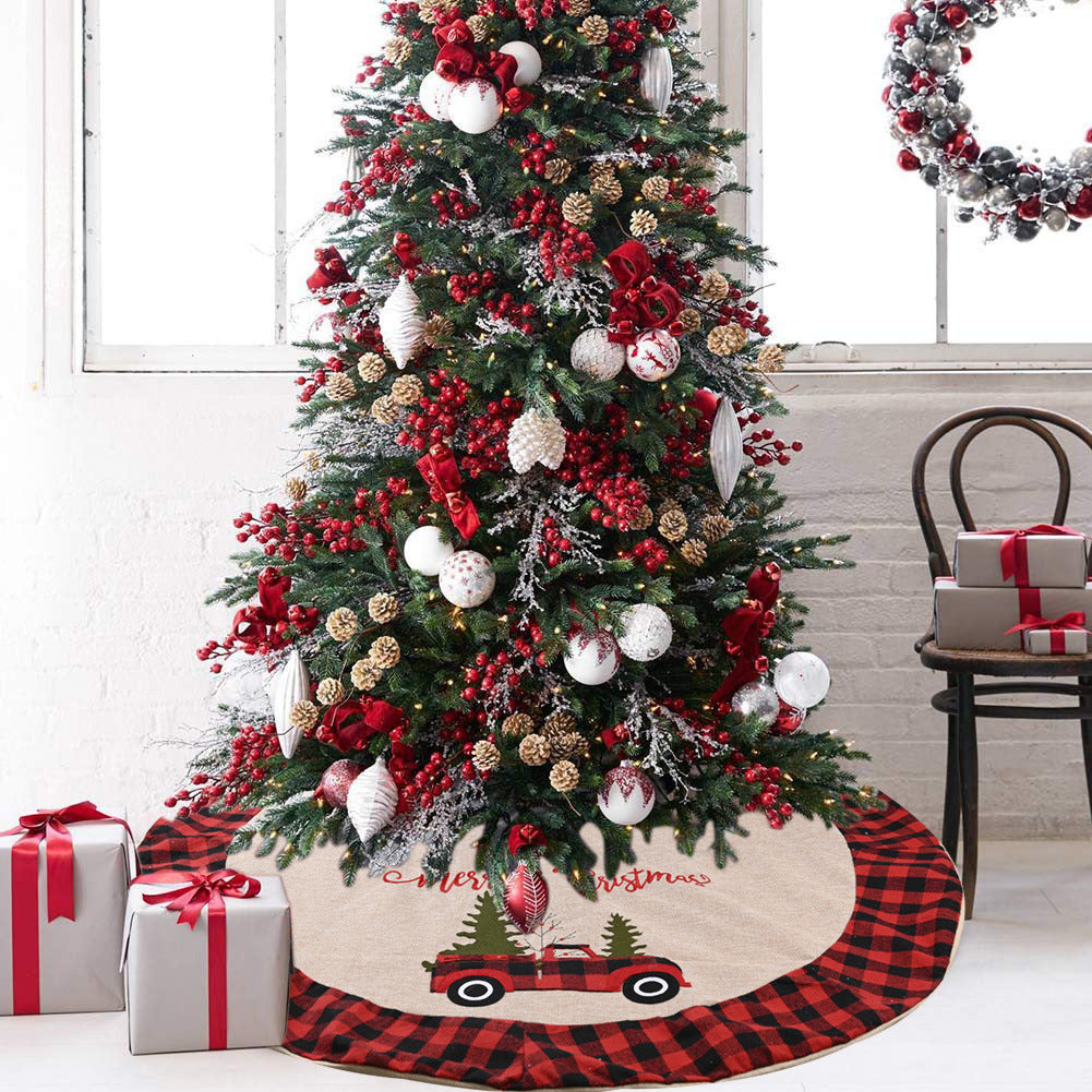 Linen Christmas Tree Skirt Car Christmas Tree 120CM Christmas Decorations Tree 1