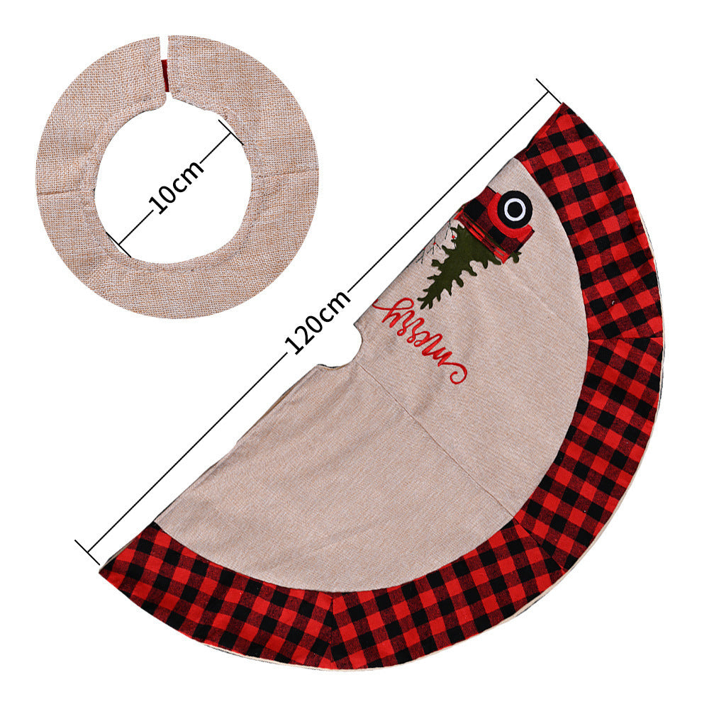 Linen Christmas Tree Skirt Car Christmas Tree 120CM Christmas Decorations Tree 2