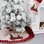 Linen Christmas Tree Skirt Car Christmas Tree 120CM Christmas Decorations Tree 4