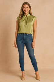 Livia | Elegant blouse with draped neckline 1