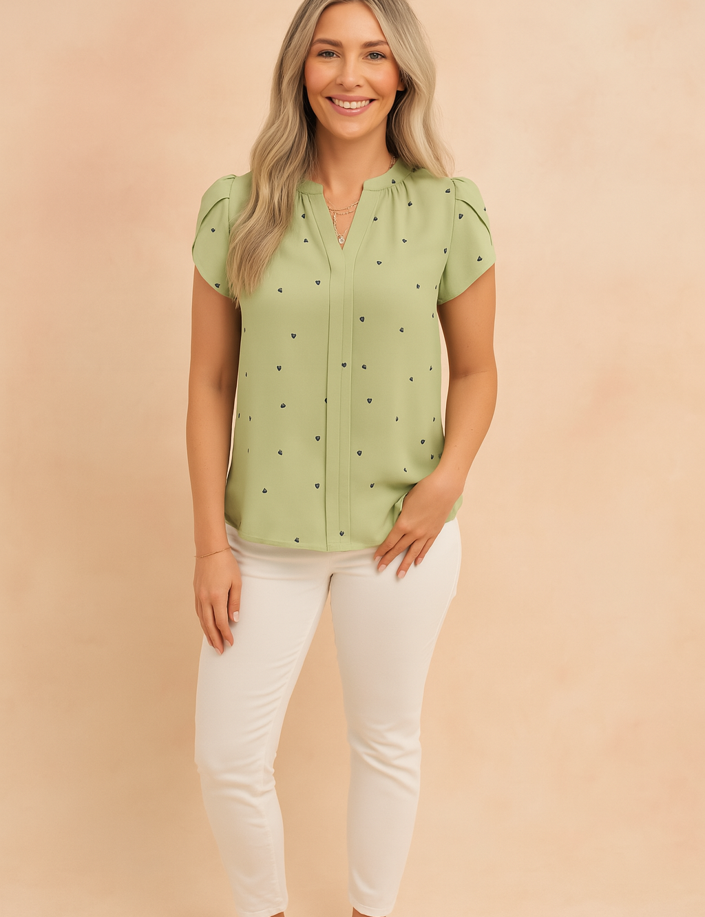 Livia | Girly blouse with a heart motif 1