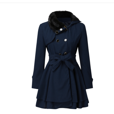 Liza | Elegant Flare Hem Double-Breasted Belted Coat 0