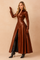 Long women's winter coat with hood, elegant gothic style 1