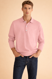 Łukasz | Modern, smooth men's long-sleeved polo shirt 1